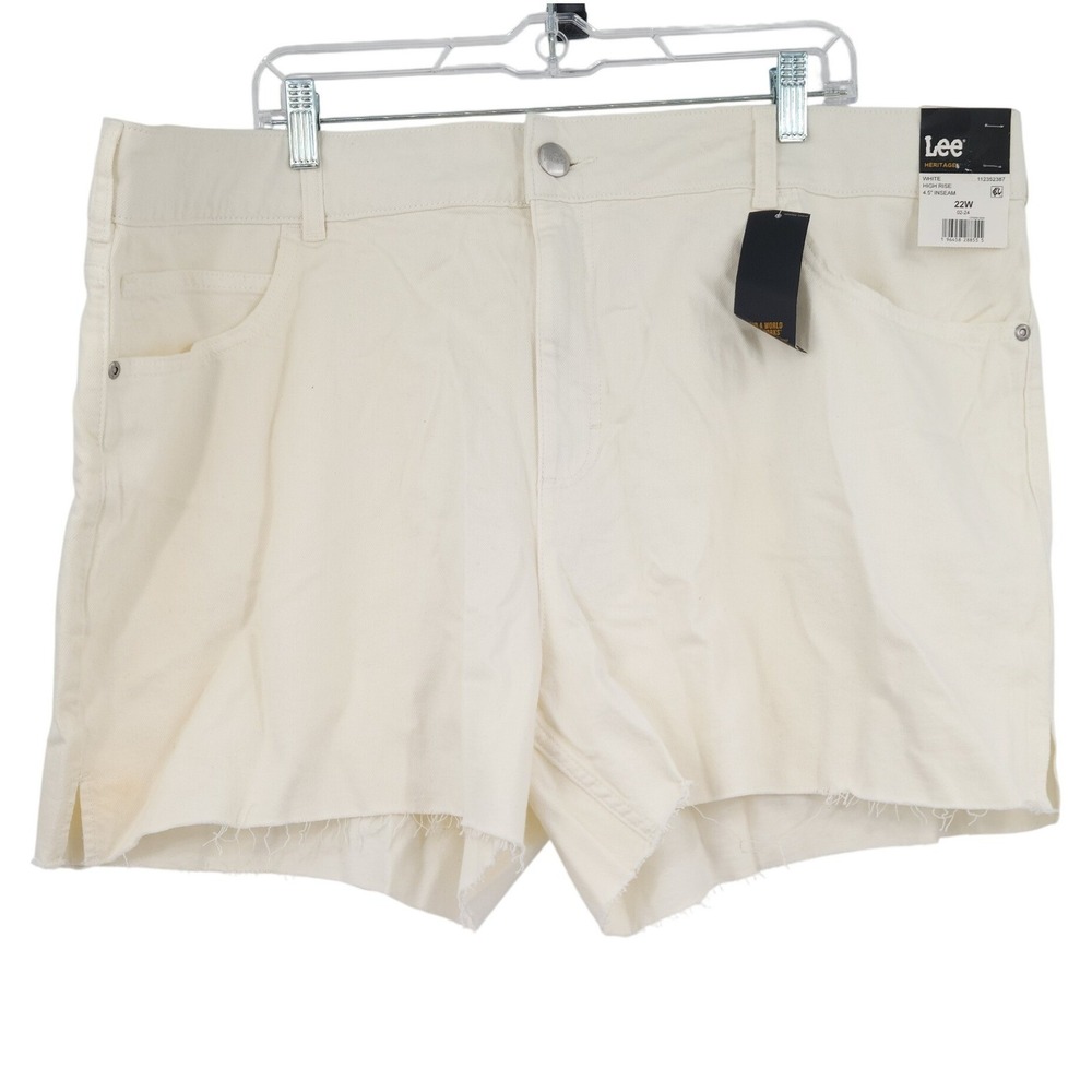 Lee Heritage High Rise Denim Shorts Women 22 Off White Raw Hem Beach Cruise Boho